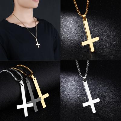 Anmutige Männer Edelstahl Christian Geschenk Punk Kreuz Halsketten Schwarze Halsketten Frauen Anhänger Handarbeit