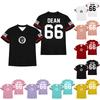 Damen Mode Sportoberteil im Trikot-Stil V-Ausschnitt Kurzarm Lässiger Lockere Passform Sportshirt mit Aufgedrucktem Logo und Ärmelnummern