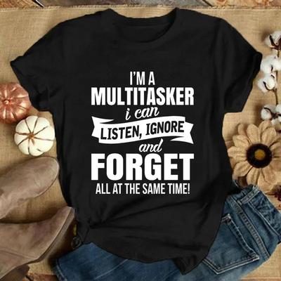 Ich bin ein Multitasker Print T-Shirt mit lustigem Spruch Herren- und Damenmode Grafik-T-Shirt Schwarzes T-Shirt Sommer Kurzarm-Shirts#Farbe(1)