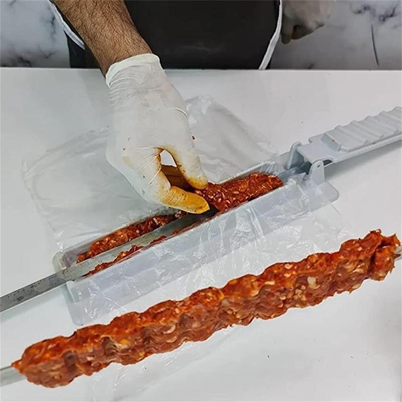 Manual Kebab Maker Mold Plastic Meat Poultry Skewer Quick BBQ Press Tool for Outdoor Grilling Backyard Picnic Camp Kitchen Barbecue Accessory