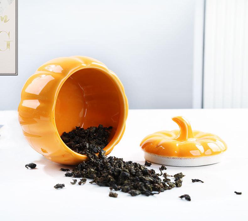 Ceramic Pumpkin Tea Can & Candy Jar: Exquisite Sealed Storage for Snacks, Dried Fruit & Tea, Perfect Table Ornament