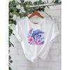 Women'S Casual Short-Sleeve Round-Neck T-Shirt Featuring A Cute Dolphin and Flower Print - A Perfect Choice for Spring and Summer