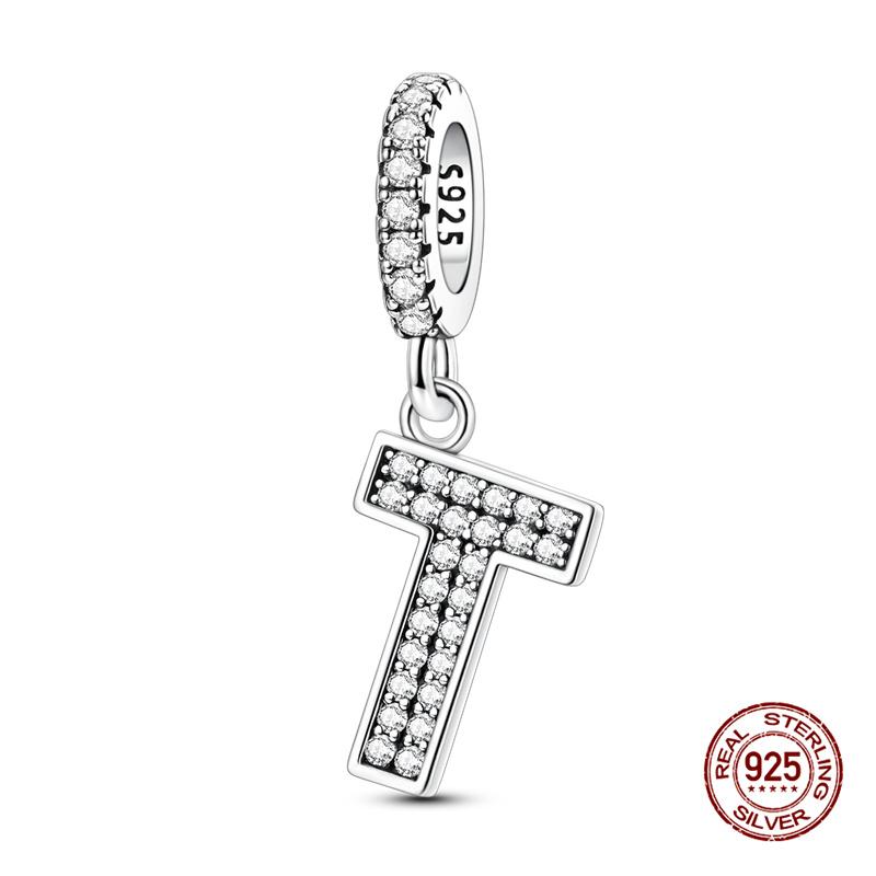 

New In Charm Copper Sparkling Full-Studded Letter Charm-A Charms Bead Fit Women 3Mm Original Bracelet Diy Fine Jewelry Gifts