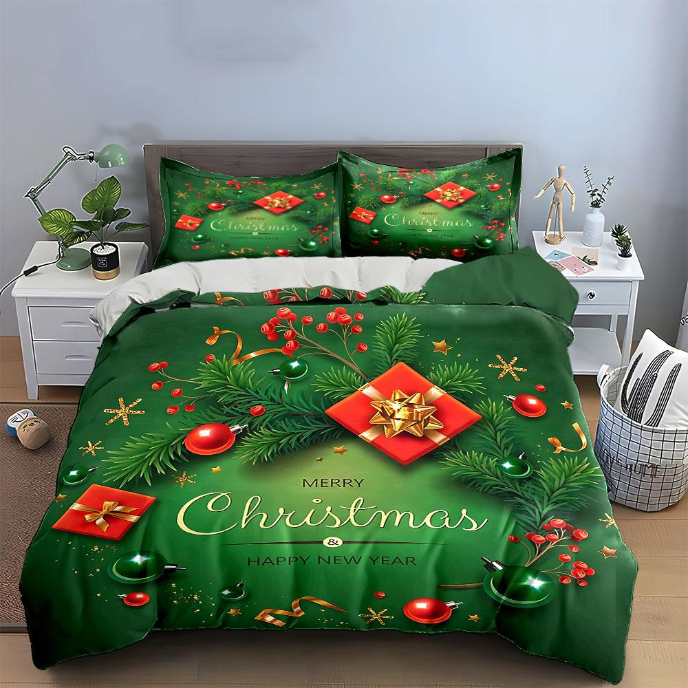 Christmas Tree Gift Decorations Bedding Duvet Cover Set Duvet Cover Pillowcases (1*Duvet Cover 2*Pillowcases, without duvet insert)