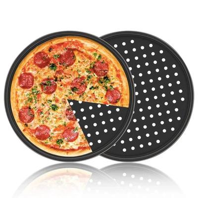 Round Perforated Carbon Steel Pizza Pan with Holes Baking Pan Tray for Crispy Crust, Bakeware Set Cooking Accessories