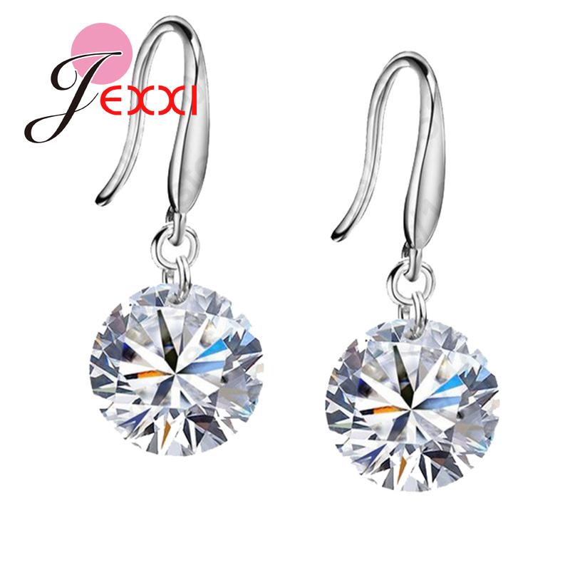 lose Money Classic Genuine 925 Sterling Silver Drop Earrings with 8 Colors Crystals CZ Women Wedding Party Gifts Brincos