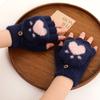 Winter Thicken Cat Paw Pattern Gloves for Women Girls Outdoor Warm Plush Mittens Fashion Solid Soft Plush Half Finger Gloves