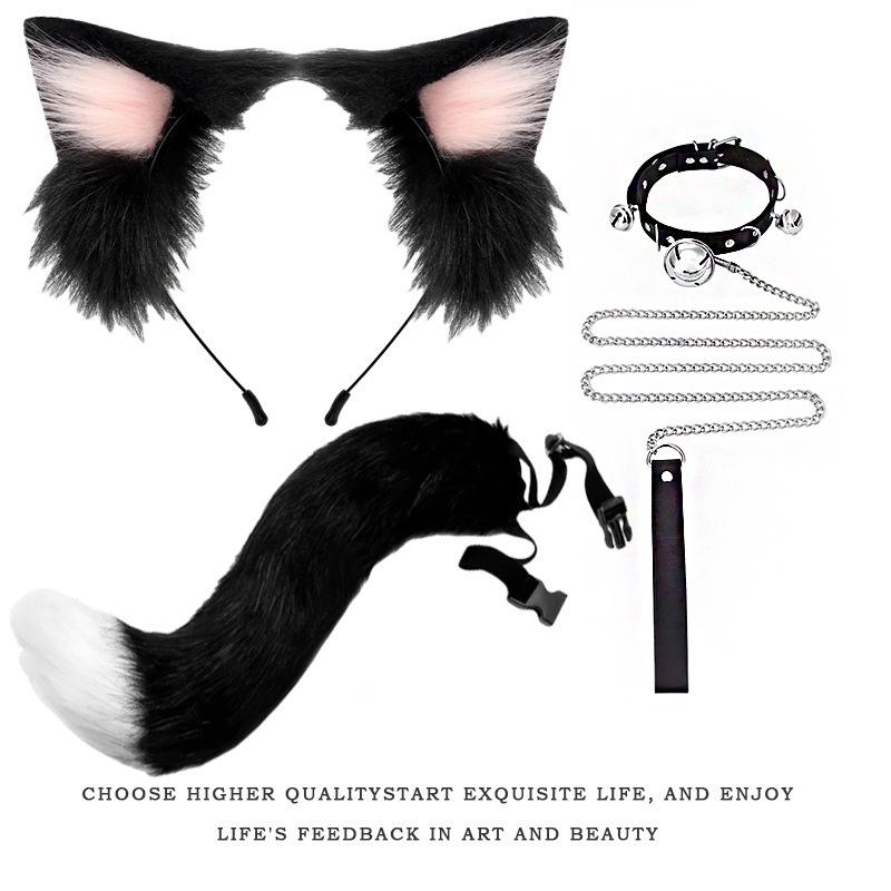 Handmade Cat Ears & Tail Set: Cute Cosplay Hair Accessories for Catgirl