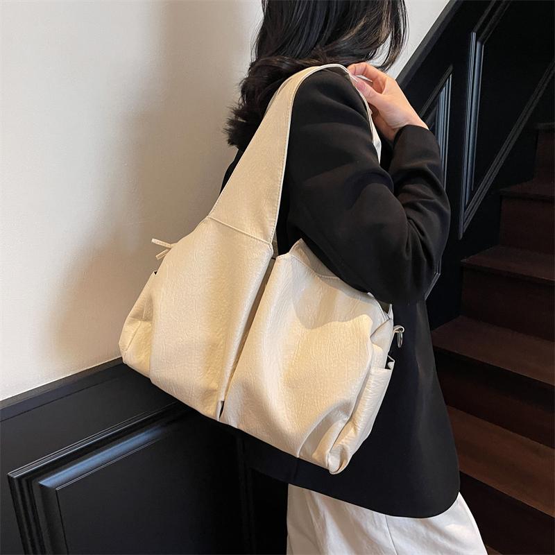 Prosta torebka damska na ramię w jednolitym kolorze, torebka o dużej pojemności, torba tote z miękkiej skóry PU, damska torebka codzienna, nowy styl