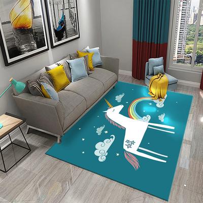 Cartoon Niedlicher Einhorn-Print Teppich Kinder Spielzimmer Spielteppich Wohnzimmer Schlafzimmer Badezimmer Schöner Rutschfester Teppich Heimdeko
