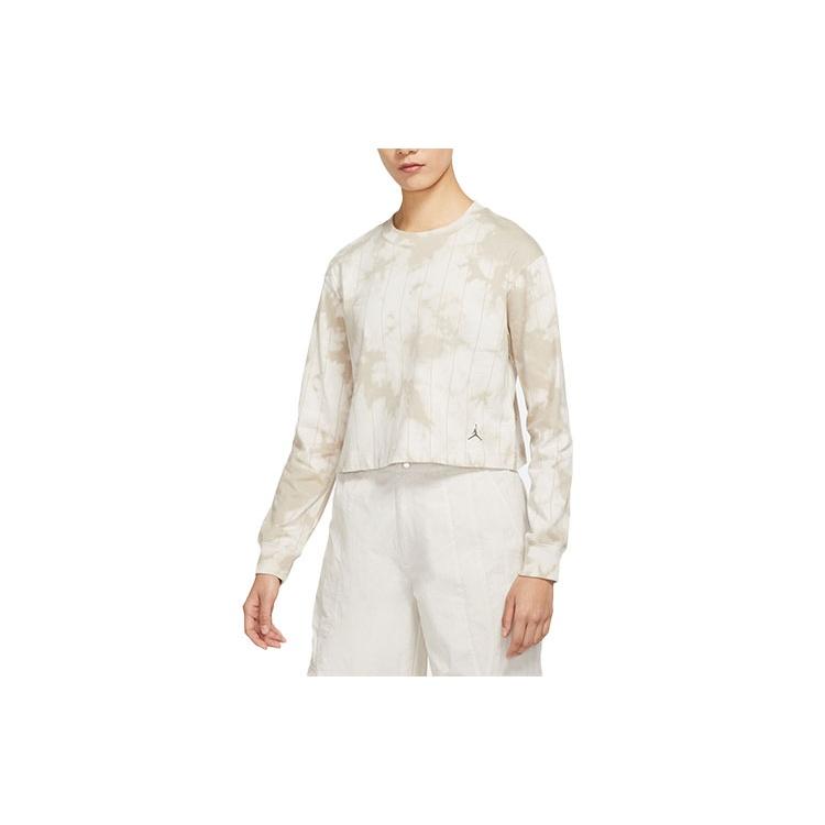 (WMNS) Air Jordan Breathable Tie Dye Short Round Neck Long Sleeves Olive Grey T-Shirt Women s DM5256-104 M