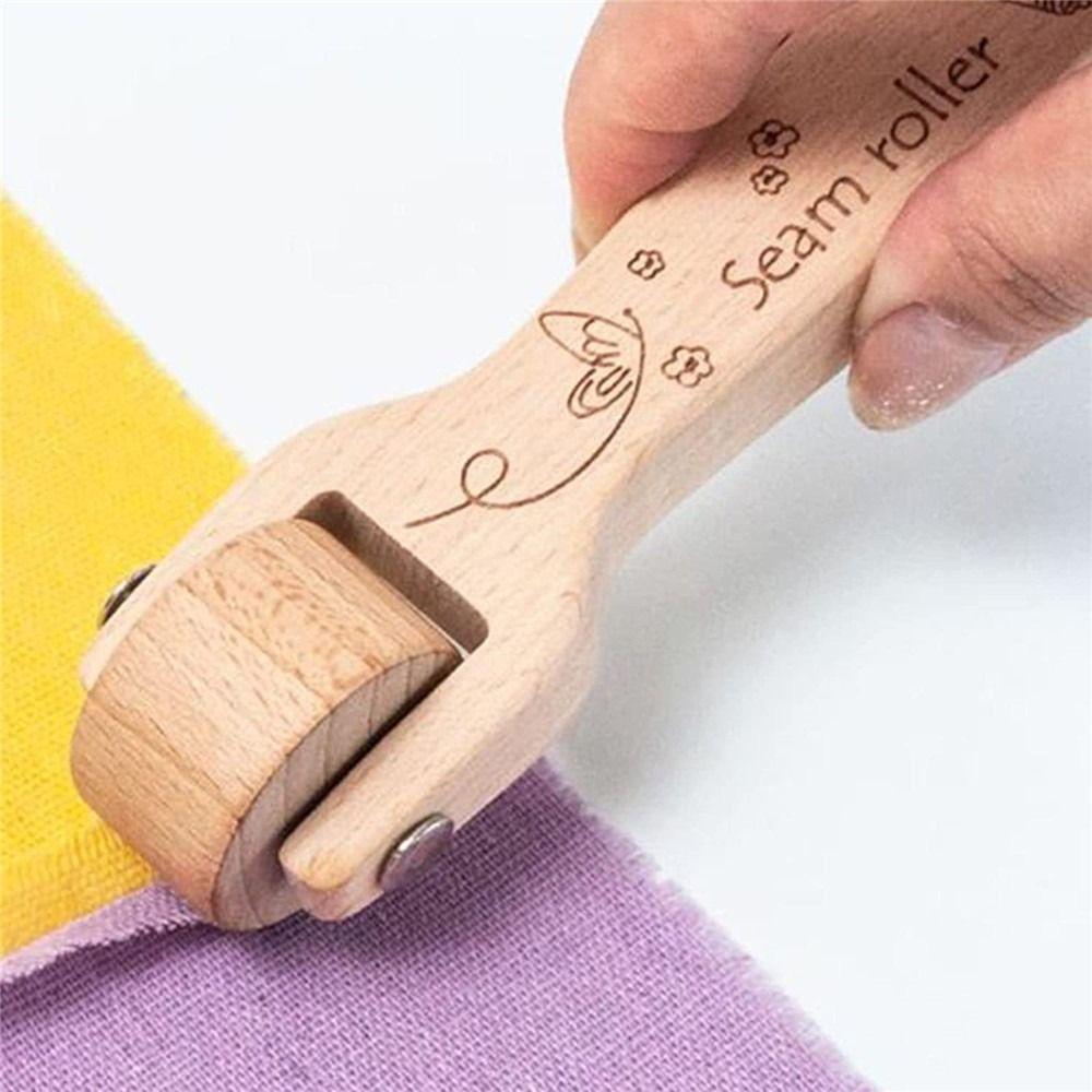 Tool Pressing Wheel Beech-Wood Seam Roller Wallpaper Roller Press Quilting Tool Roller Roll