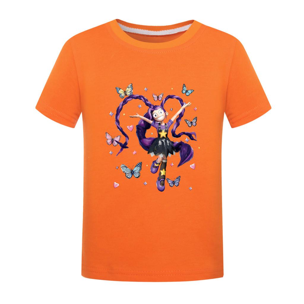 

5599 Kids Girls Lily Lovebraids Print Short Sleeves Round Neck T-Shirt 170cm помаранчевий