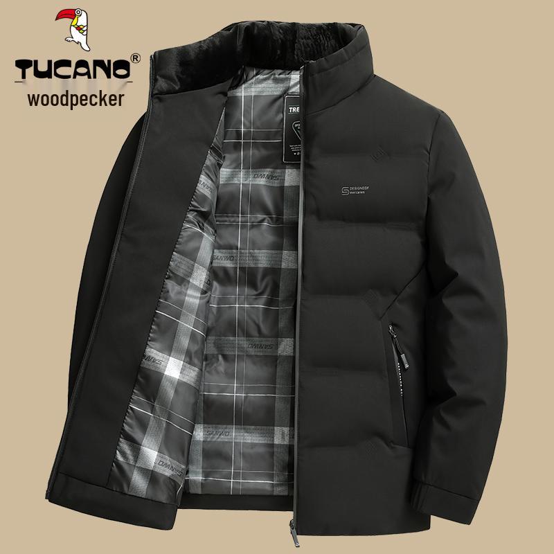 

Мужское зимнее пальто Woodpecker со стойкой - Теплое, утолщенное, короткая стеганая куртка для пап среднего возраста. 3XL for 65-73 kg чёрный