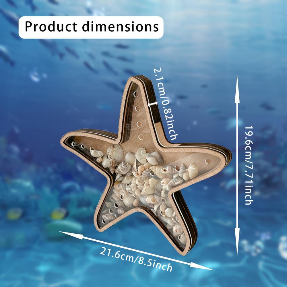 

Wood Seashell Display Box With Acrylic Lid Durable Starfishs Trinket Storage Case For Bead Nail Jewelry For Home Decorations