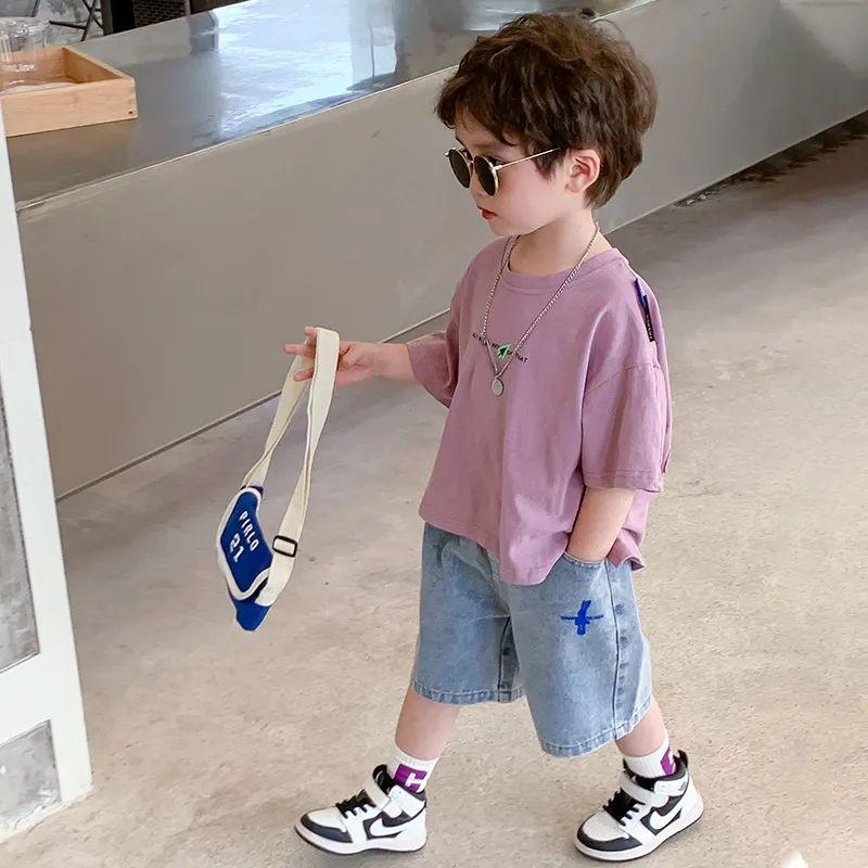 Boys' Summer Outfit Set Children's Short Sleeved Denim Suit Casual Short Set Korean Explosive Street Children's Summer Outfit