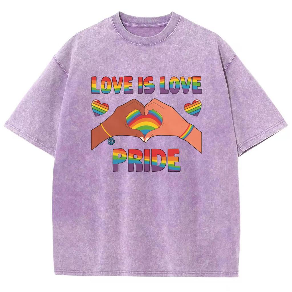 Loose Washed T-shirt Denim Loose Round Neck Colorful Letters Printed Large Size Unisex Short Sleeve Street American Retro