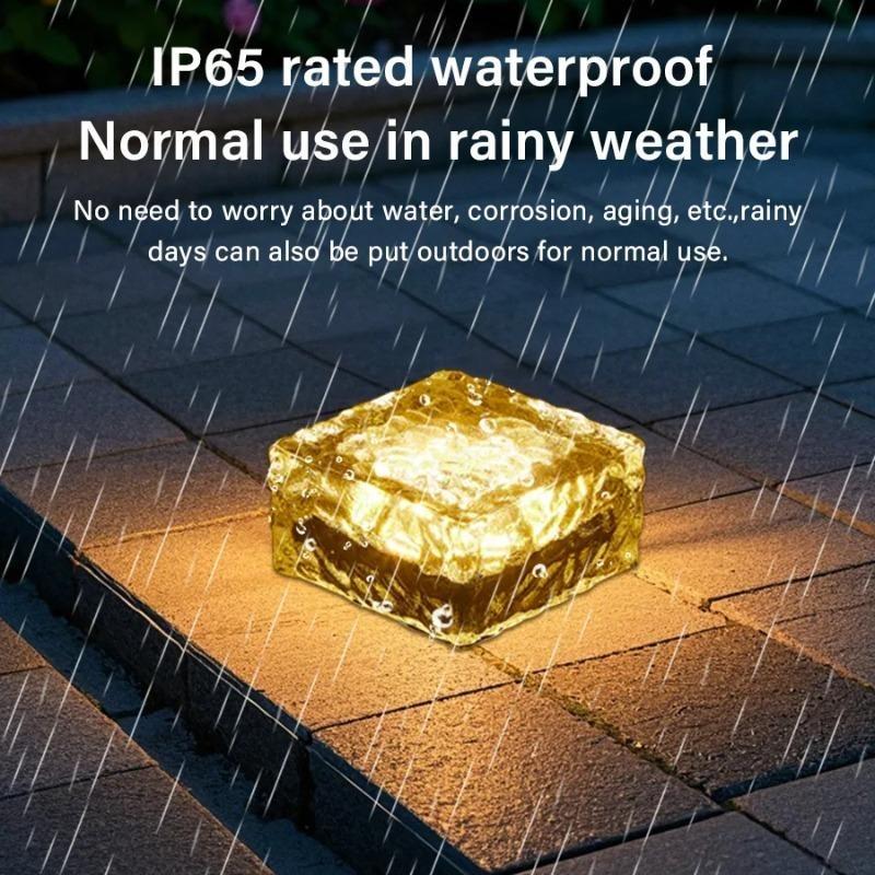 Solar Glass Brick Light Solar Ice Cube LED Light Crystal Brick Stone Lamp Garden Courtyard Pathway Patio Pool Christmas Decorative Festive