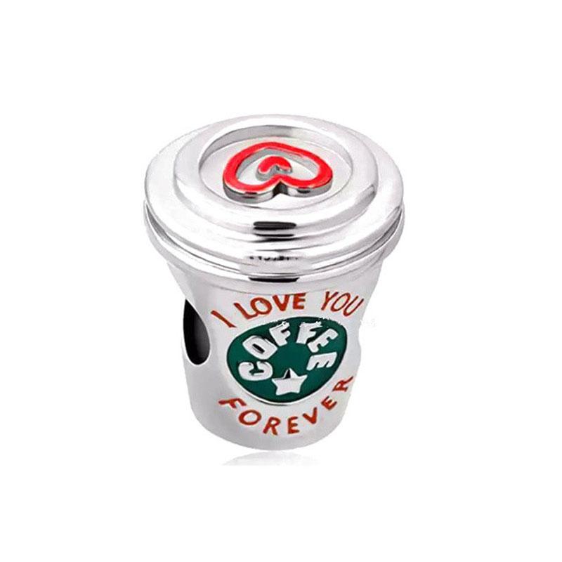Brand New Copper Metal Coffee Cups & Coffee Machines Charm Bead Component Bead Components Compatible With Authentic Original Bracelet High Quality