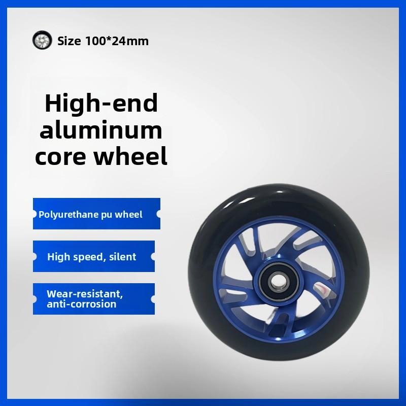 100mm Scooter Wheels Replacement with Bearings Aluminum Wear-Resistant PU Stunt Scooter Parts Kick Scooter Accessories 2pcs/set