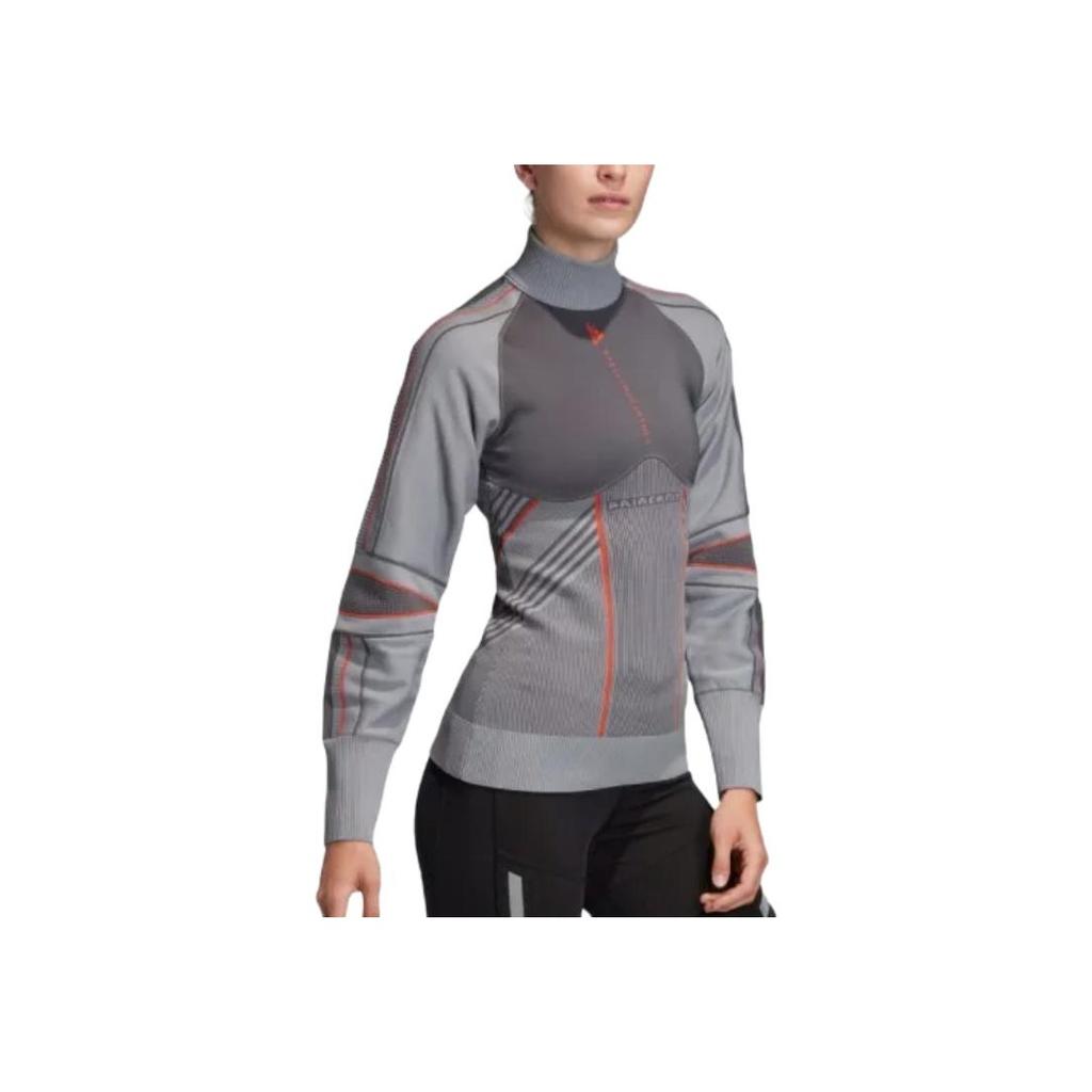 adidas Run Od Color Block High Neck Comfortable Long Sleeve T-Shirt Women Tops Gray DY8491