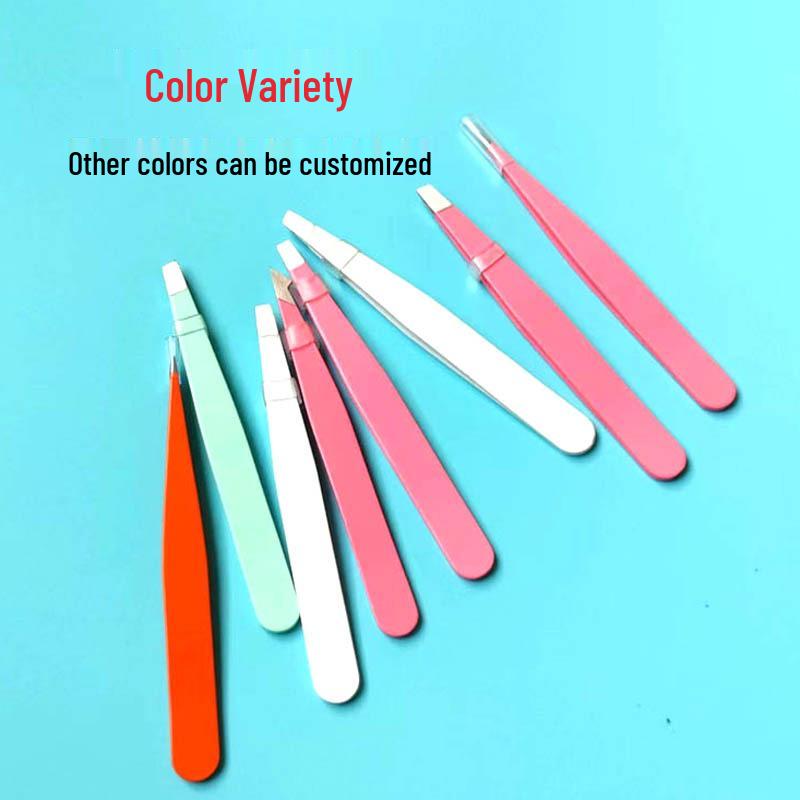 Stainless Steel Eyebrow & Beard Tweezers with Spray Paint Finish & Eyelash Curler