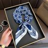 New Geometric Line Printed Small Square Scarf for Women's Imitation Silk Scarf Neck Protection Scarf Professional Versatile Silk Scarf Scarf Scarf