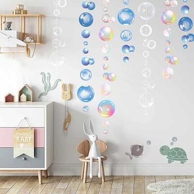 4 SZTUK Przezroczyste Bąbelki Girlandy Syrenka Dekoracje Imprezowe Płaskie Wycięcia Wiszące Serpentyny na Urodziny Chrzest Ściana Oceaniczna Baby Shower Pod Dekoracjami Morza