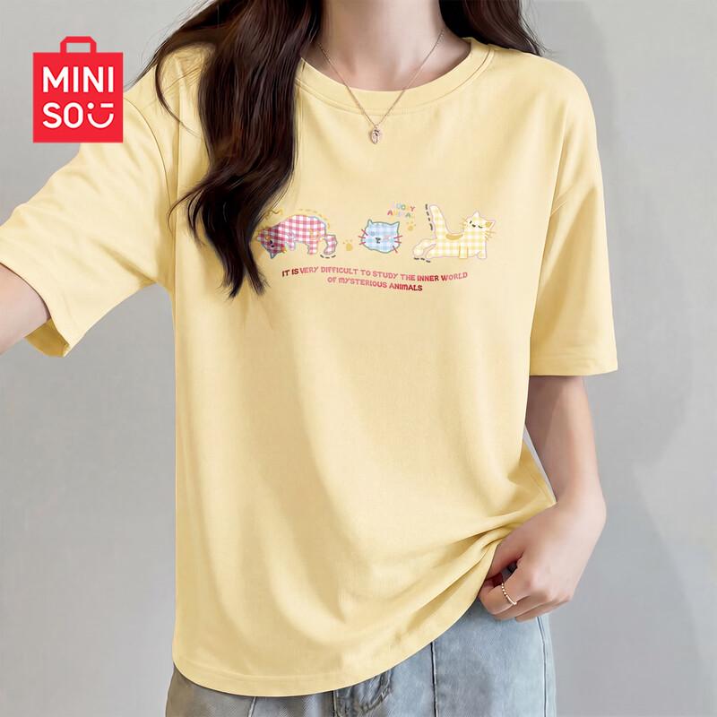 MINISO Women's 2026 Summer Pure Cotton Loose Short Sleeve T-Shirt
