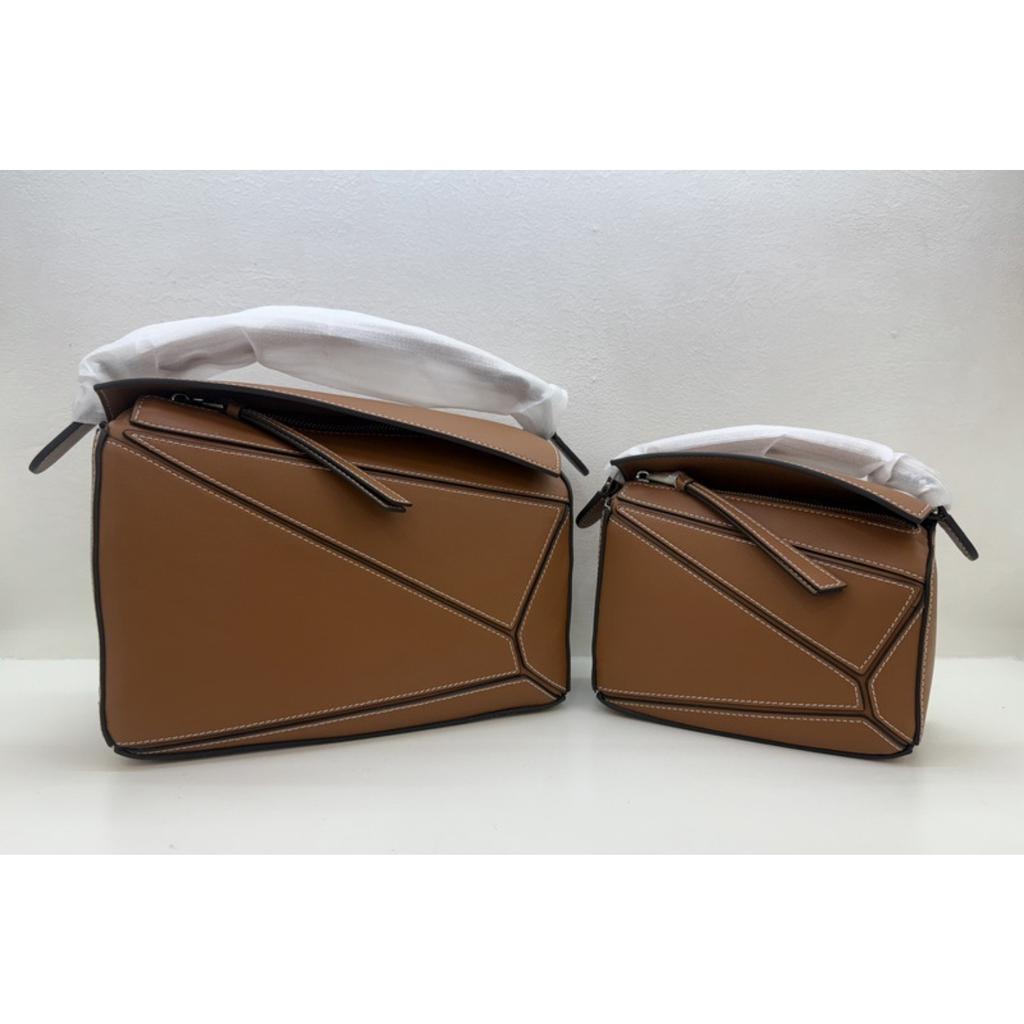 Genuine Leather Women's Bag With Geometric Stitching Contrasting Color Pillow Bag. Fashionable Portable Single Shoulder Diagonal