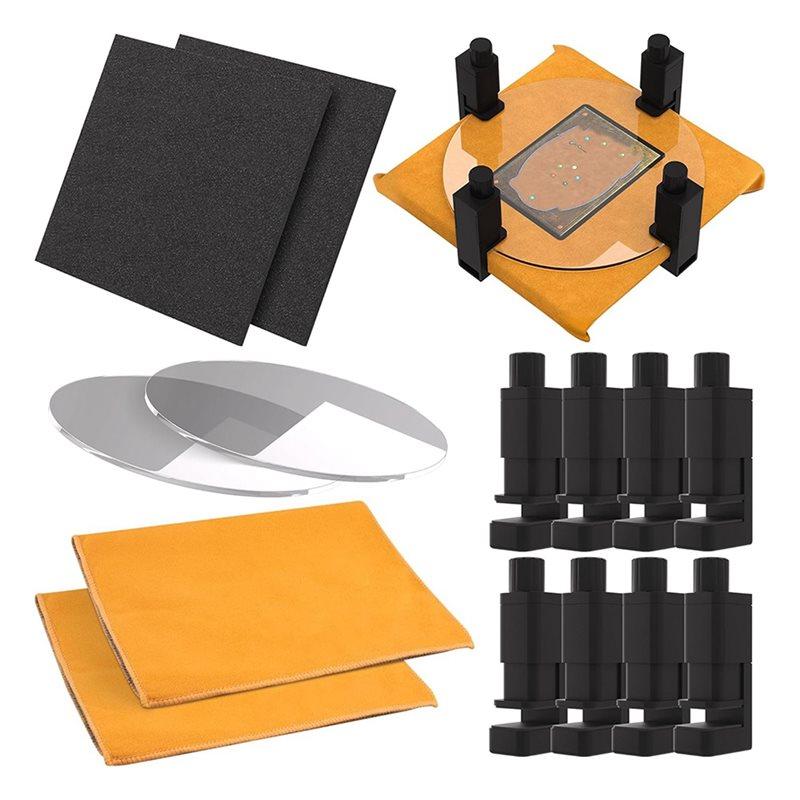 M-Modern-Card Flattening Kit 14Pcs Trading Card Accessory Set 8 Clamps 2 Acrylic Discs 2 Yellow Towels 2 EVA Shaping Foam