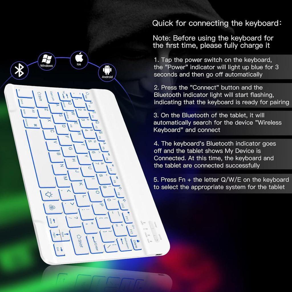 Compatible with Samsung 2025 S10FE: A9Plus Backlit Bluetooth Keyboard and Mouse Set with Protective Case for S9.
