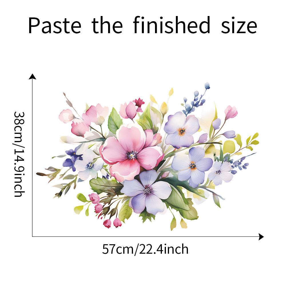 Watercolor Flower Green Plant Leaf Wall Sticker Self-Adhesive for Bedroom Living Room Study Background Wall Decoration