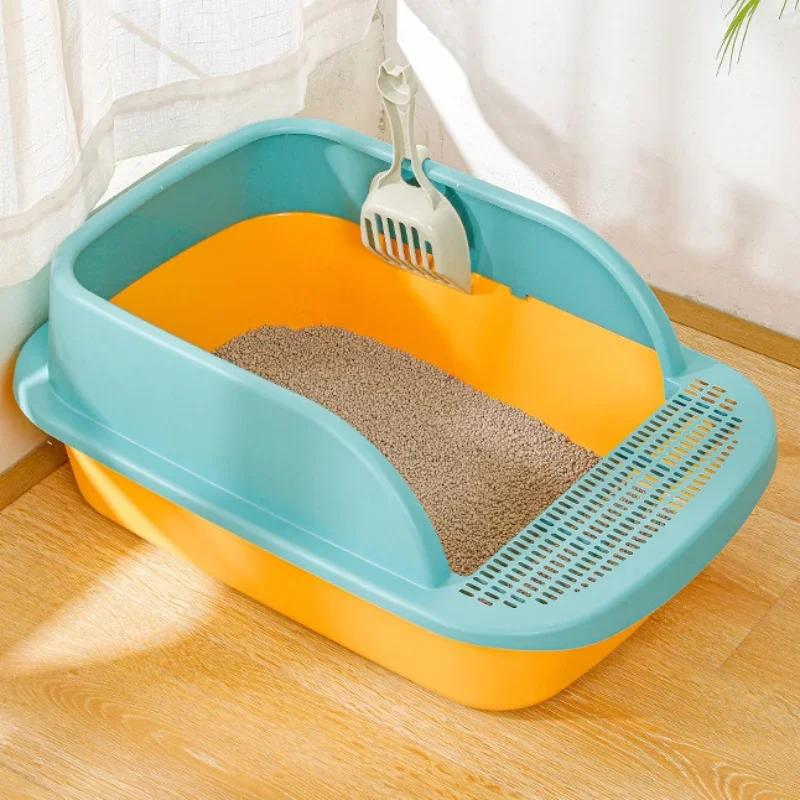 Extra Large Semi Closed Cat Litter Box - Pet Bedpan Potty Toilet, Suitable for Medium Large Cats Rabbits & Small Animals