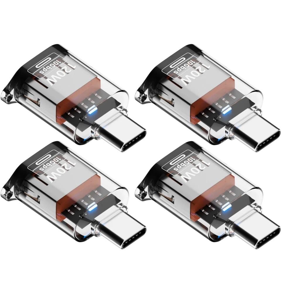 4-1PCS USB C To USB A Male To Female Phone Adapters 120W High-speed Data Transfer Converter for Samsung IPhone 16 15 IPad Tablet