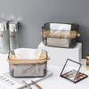 1pcs Nordic Minimalist Transparent Tissue Box Bamboo Lid Tissue Storage Box for Home Living Room Dining Table Paper Box