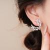 Silver Needle Zircon Geometric Leaf Stud Earrings In Cold Style - Light Luxury, High-End, Versatile Earrings