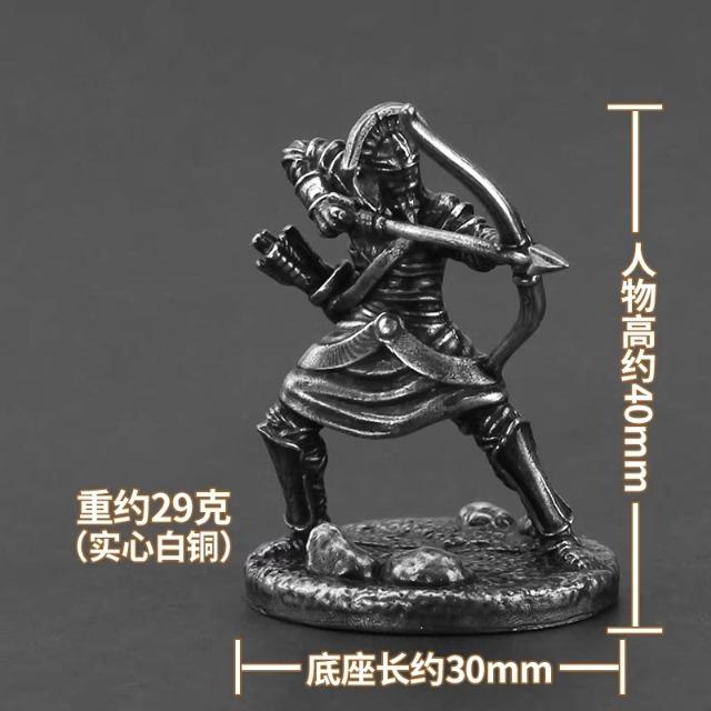 Vintage Egyptian Mummy Warrior Handmade Cupronickel Soldier Figurine for Tabletop Game, Car Decor, Collectible Gift for Men