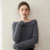 One-Shoulder Solid Color Cashmere Women's Ribbed Knit Sweater - Slimming Lazy Style for Autumn/Winter New Arrivals