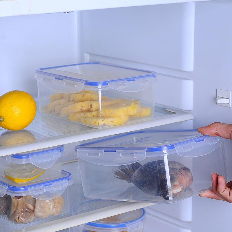 Stackable Transparent Thick Plastic Refrigerator Storage Box - Microwaveable, Freezer Safe, Sealed Fresh-Keeping Container