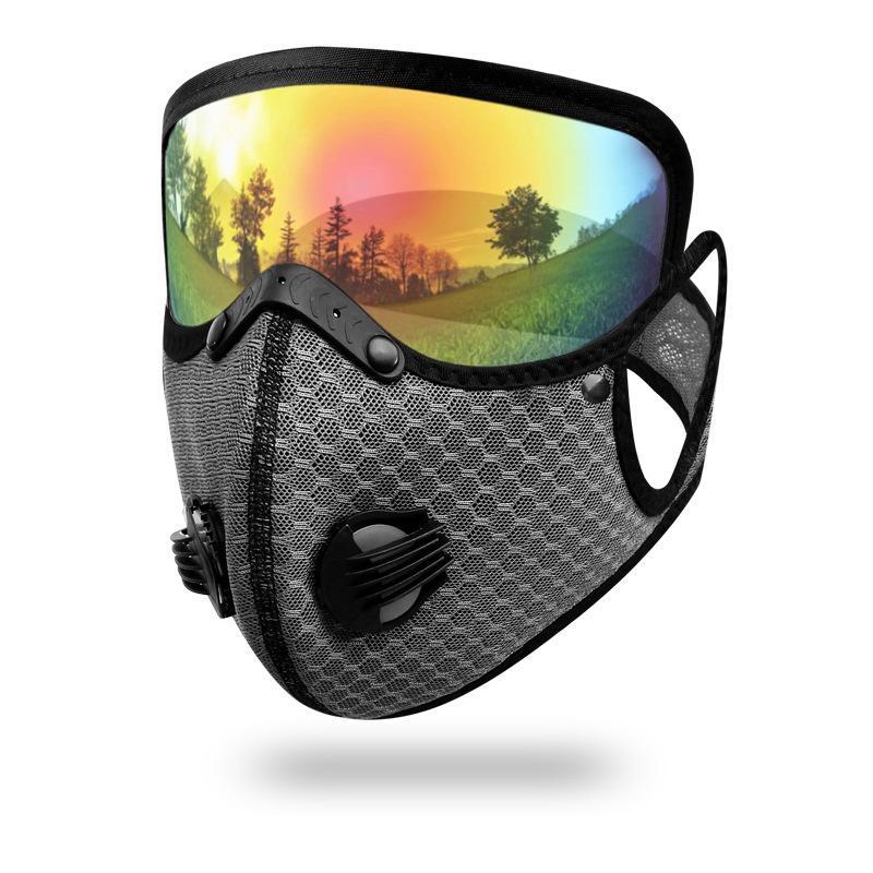 Comfortable Cycling Face Mask with Goggles Dust Proof Washable Reusable Windproof Mask for Outdoor Sports Riding Commute
