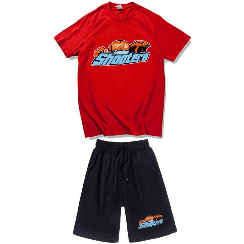 Mens Casual Sport Shorts Set With Tiger Head Print Cotton Blend Tee Straight Fit Mid-Length Pants