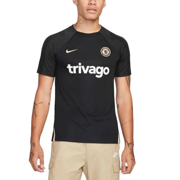Nike Chelsea FC Dri-Fit Moisture-Wicking Cool Training Crew Neck Short Sleeve Football Shirt Men Tops Black Sesame DN2801-011
