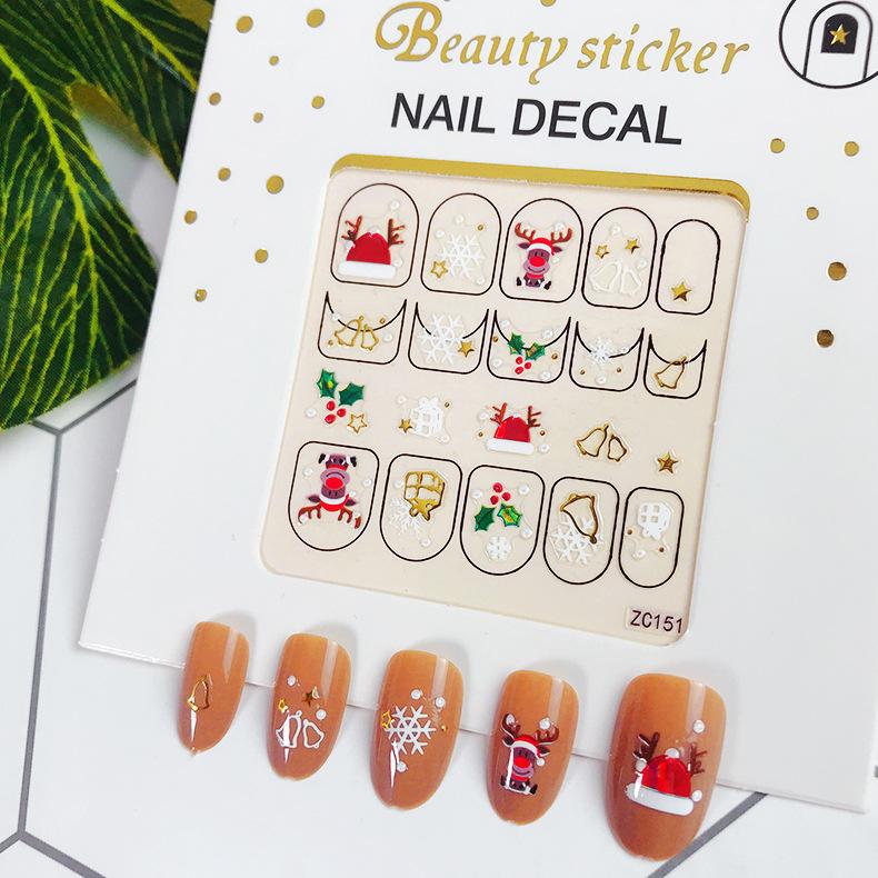 Adesivi di Bellezza Nuovi Ornamenti per Nail Art Natalizi Pupazzo di Neve Regalo di Natale Adesivi per Nail Art Adesivi 3D per Unghie