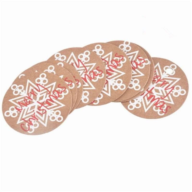 50pcs/set Baking Packaging Christmas Kraft Paper Santa Claus Tag Card for DIY Christmas Party Decor