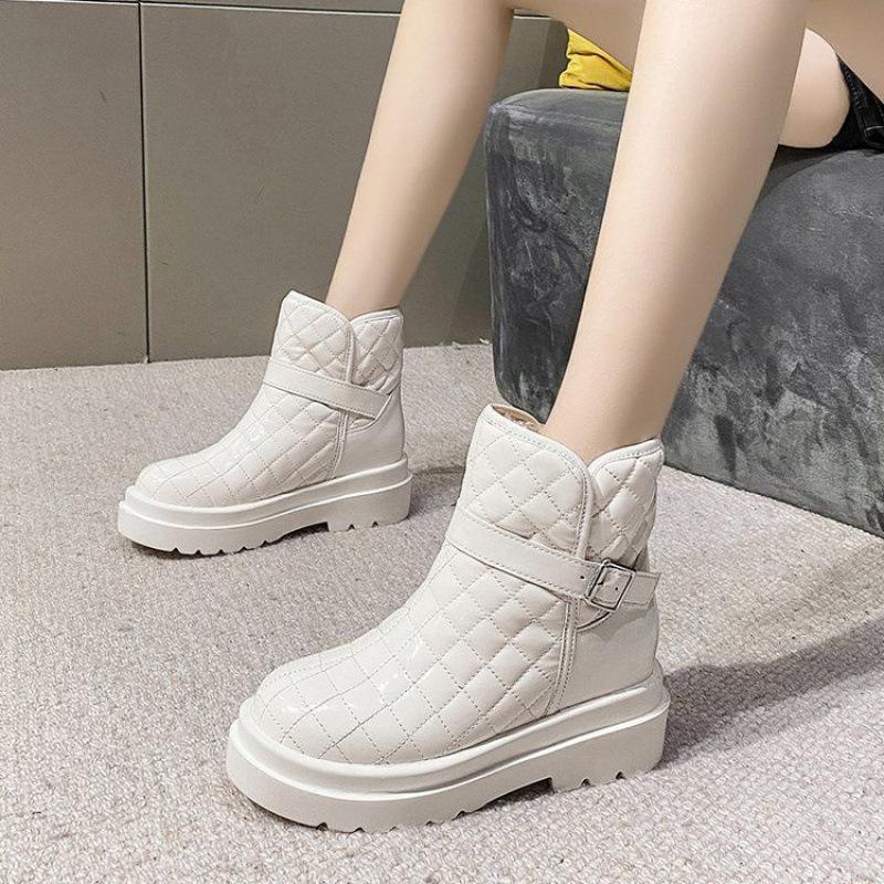

White platform boots 2024 new popular autumn and winter velvet high-top Martin boots women s small short boots down shoes 40