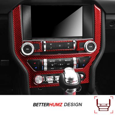 For Ford Mustang 2015-2019 Carbon Fiber Center Console CD Panel Air Condition Trim Sticker Cover Car Interior Tuning Accessories