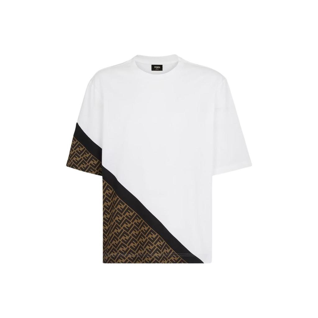 FENDI T-Shirts Men's White Crew Neck Moderate Straight Fit FAF682AN68F1KRQ