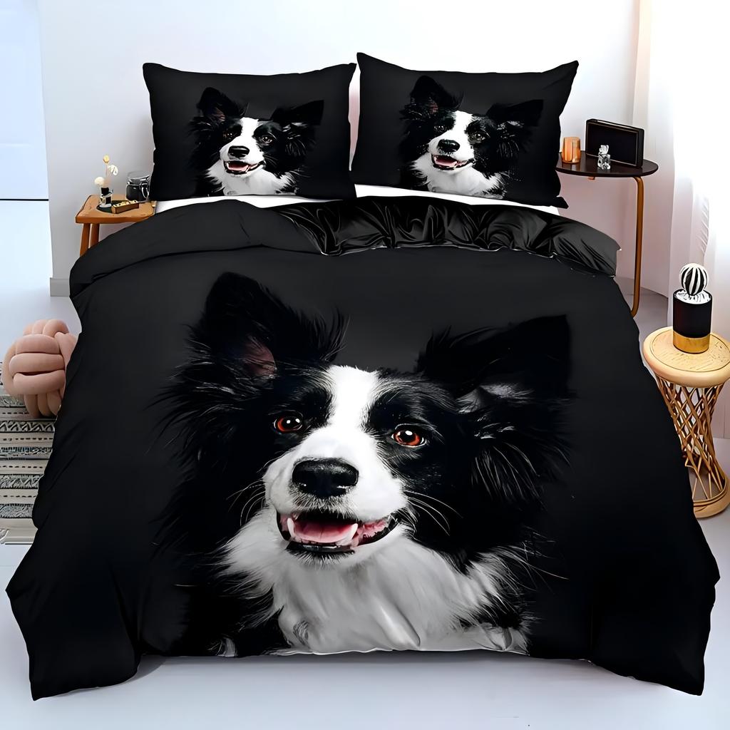 Pet Dog Sheepdog 3D Printed Quilt Cover Set Pillowcase Cute Animals Bedding Set For Kids Teens Adults Polyester Quilt Cover