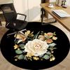 1pc Cream Rose Arrangement Chair Carpet for Office, Round Non-Slip Durable Large Size Office Carpet, Suitable for Office, Beautiful Decoration